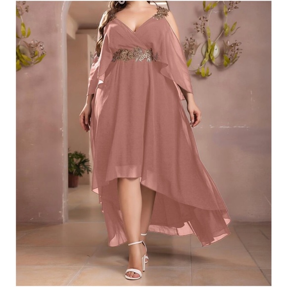 Luxe Plus Sequin Cold Shoulder Formal Evening Prom wedding Dress - Picture 9 of 11